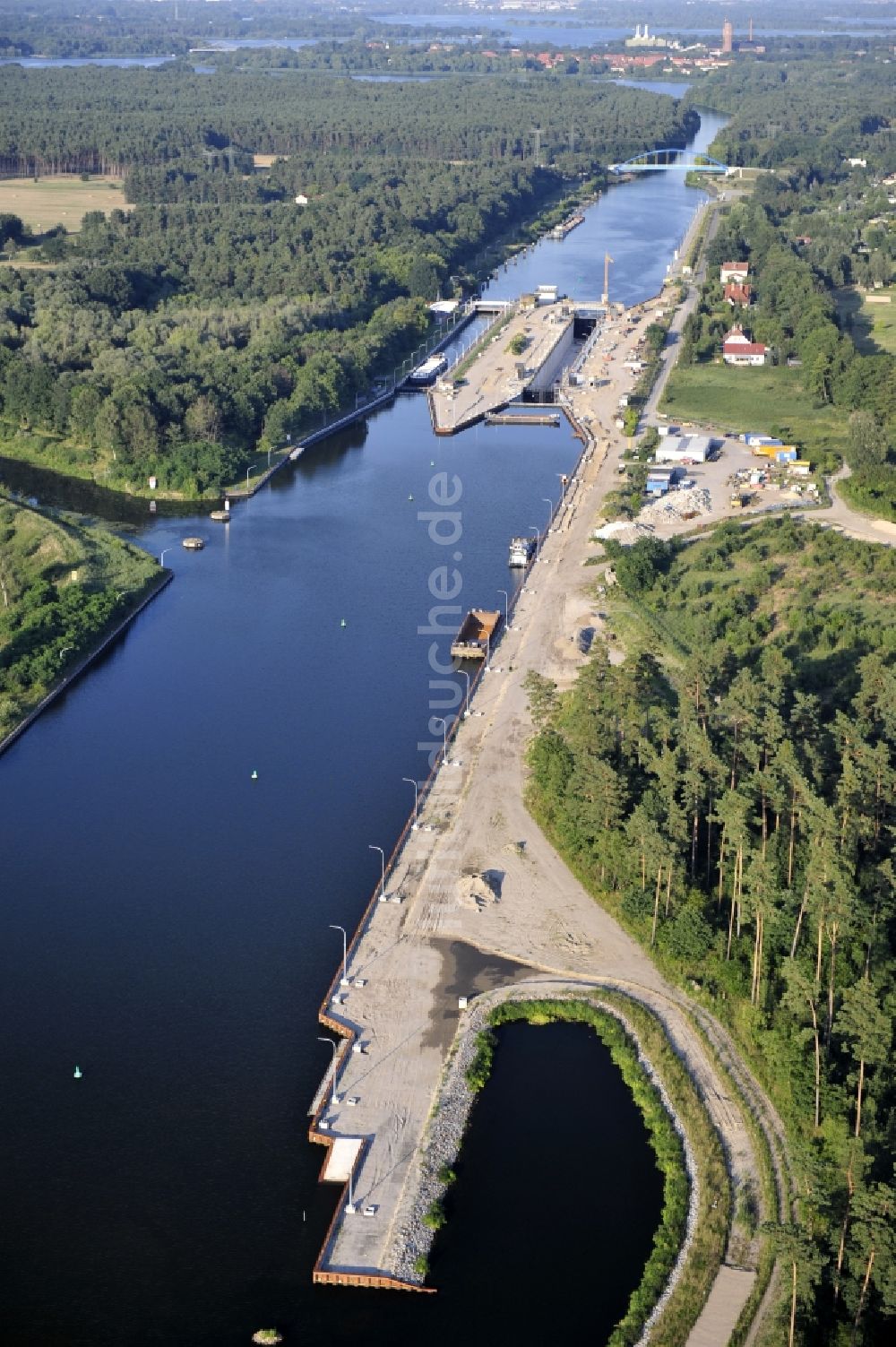 Wusterwitz aus der Vogelperspektive: Erweiterungsbaustelle Neubau Schleuse Wusterwitz am Elbe-Havel-Kanal