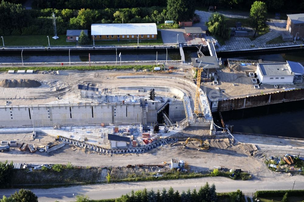 Wusterwitz von oben - Erweiterungsbaustelle Neubau Schleuse Wusterwitz am Elbe-Havel-Kanal