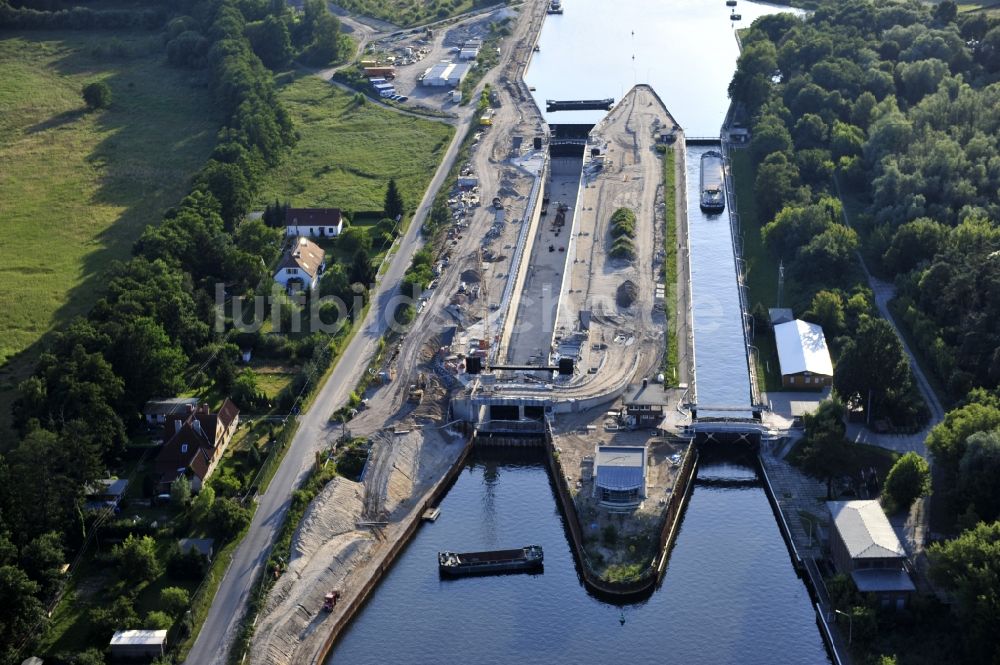 Luftaufnahme Wusterwitz - Erweiterungsbaustelle Neubau Schleuse Wusterwitz am Elbe-Havel-Kanal