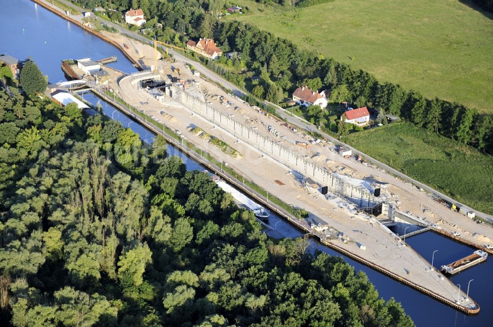 Wusterwitz aus der Vogelperspektive: Erweiterungsbaustelle Neubau Schleuse Wusterwitz am Elbe-Havel-Kanal