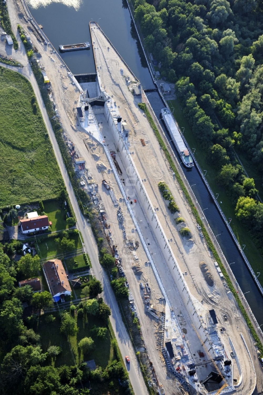 Luftaufnahme Wusterwitz - Erweiterungsbaustelle Neubau Schleuse Wusterwitz am Elbe-Havel-Kanal