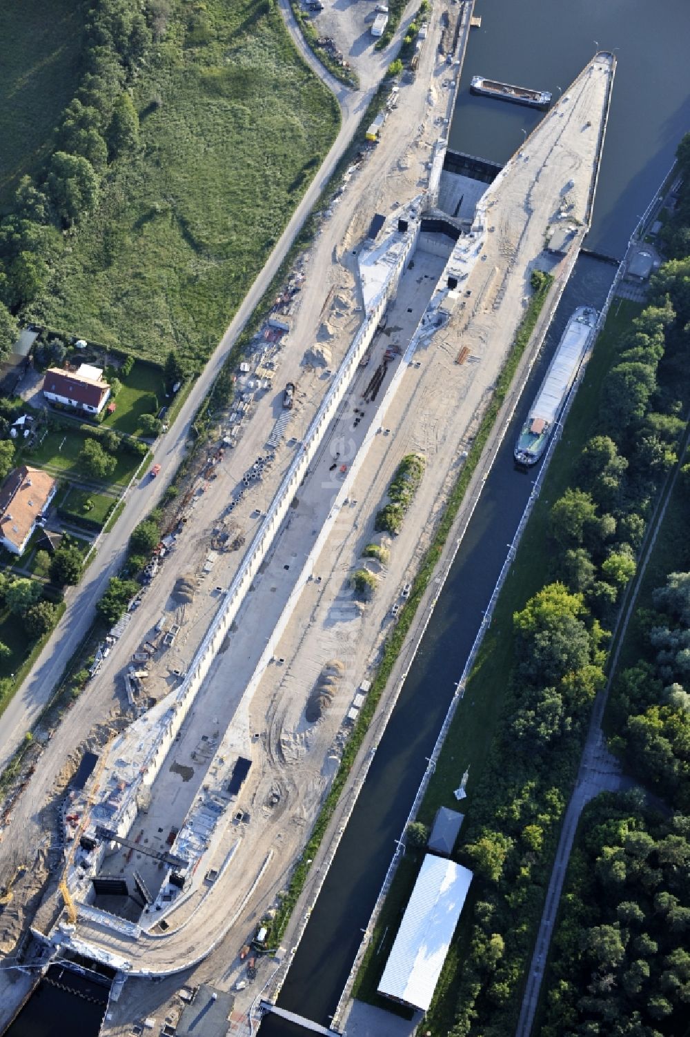 Wusterwitz aus der Vogelperspektive: Erweiterungsbaustelle Neubau Schleuse Wusterwitz am Elbe-Havel-Kanal