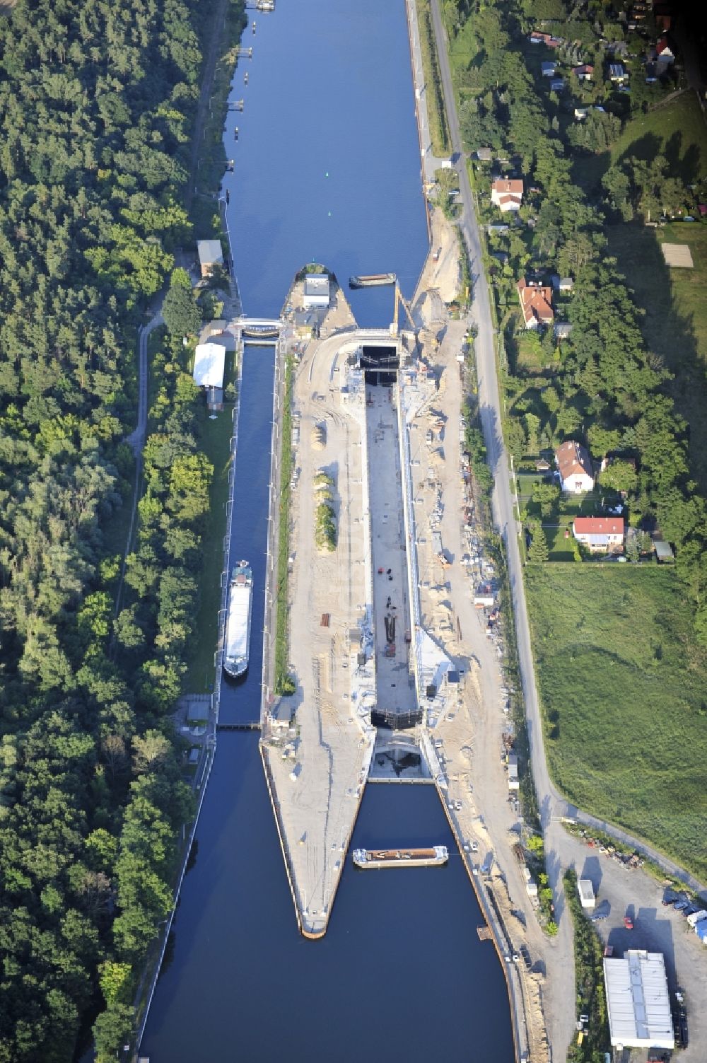 Luftbild Wusterwitz - Erweiterungsbaustelle Neubau Schleuse Wusterwitz am Elbe-Havel-Kanal