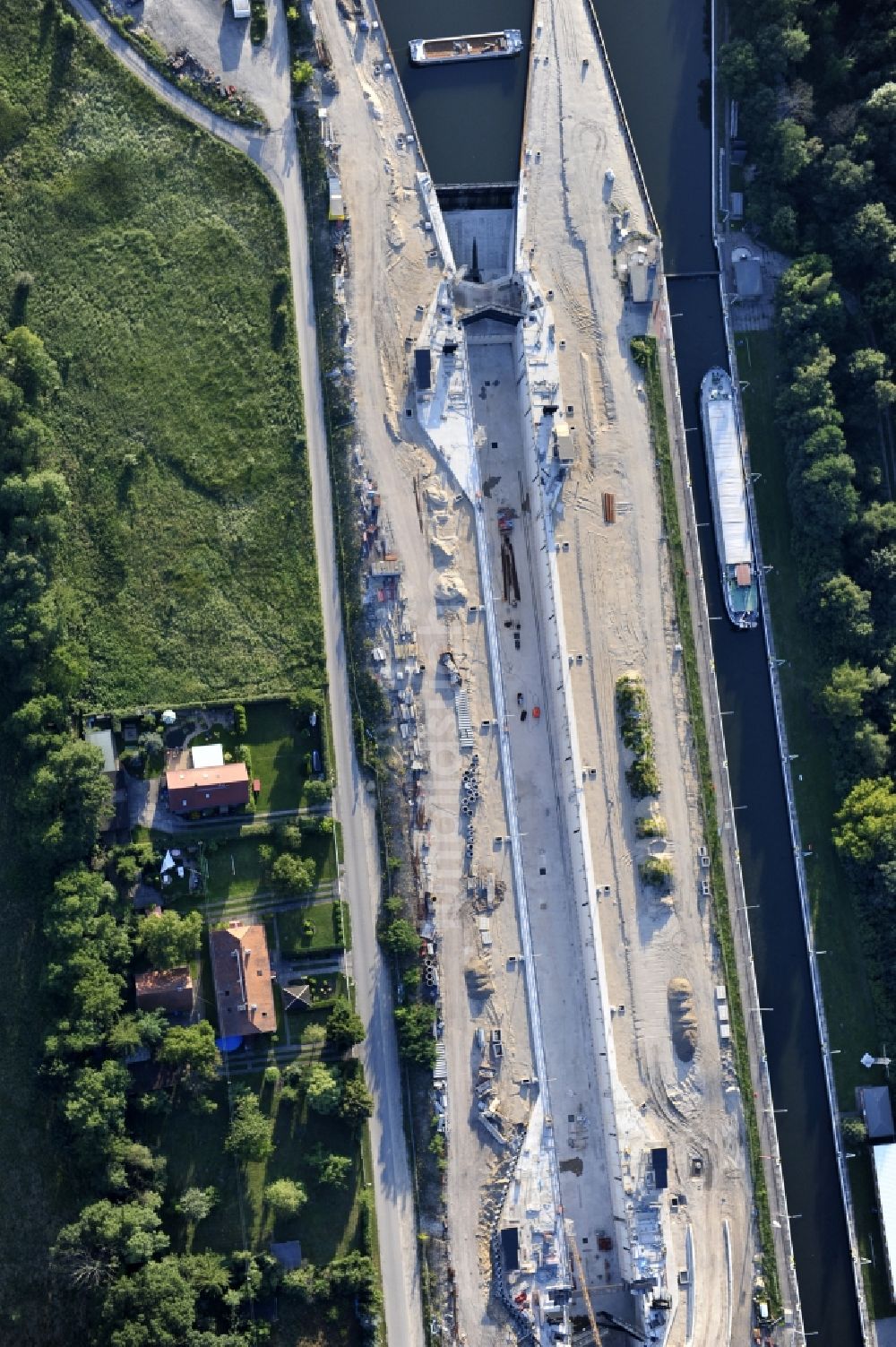 Wusterwitz von oben - Erweiterungsbaustelle Neubau Schleuse Wusterwitz am Elbe-Havel-Kanal