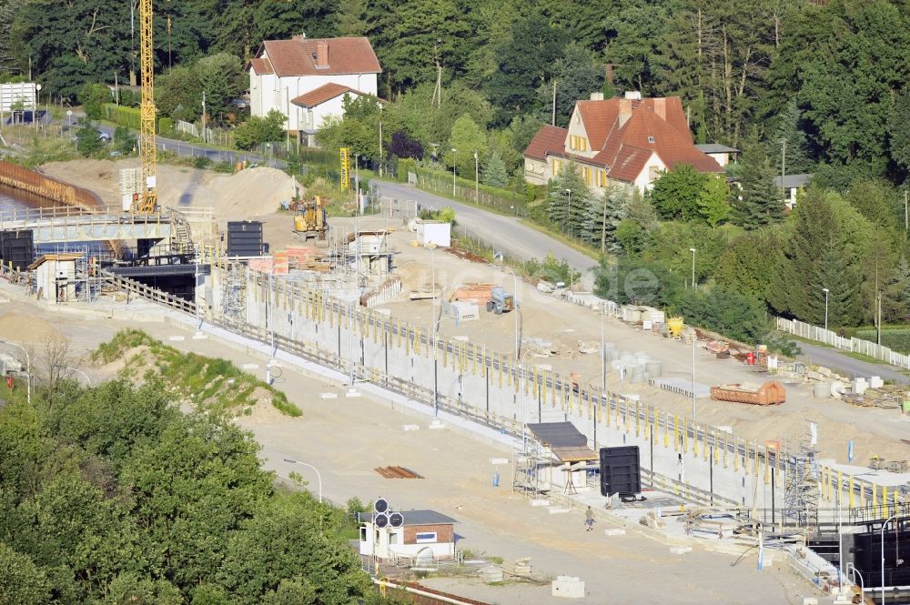 Wusterwitz aus der Vogelperspektive: Erweiterungsbaustelle Neubau Schleuse Wusterwitz am Elbe-Havel-Kanal