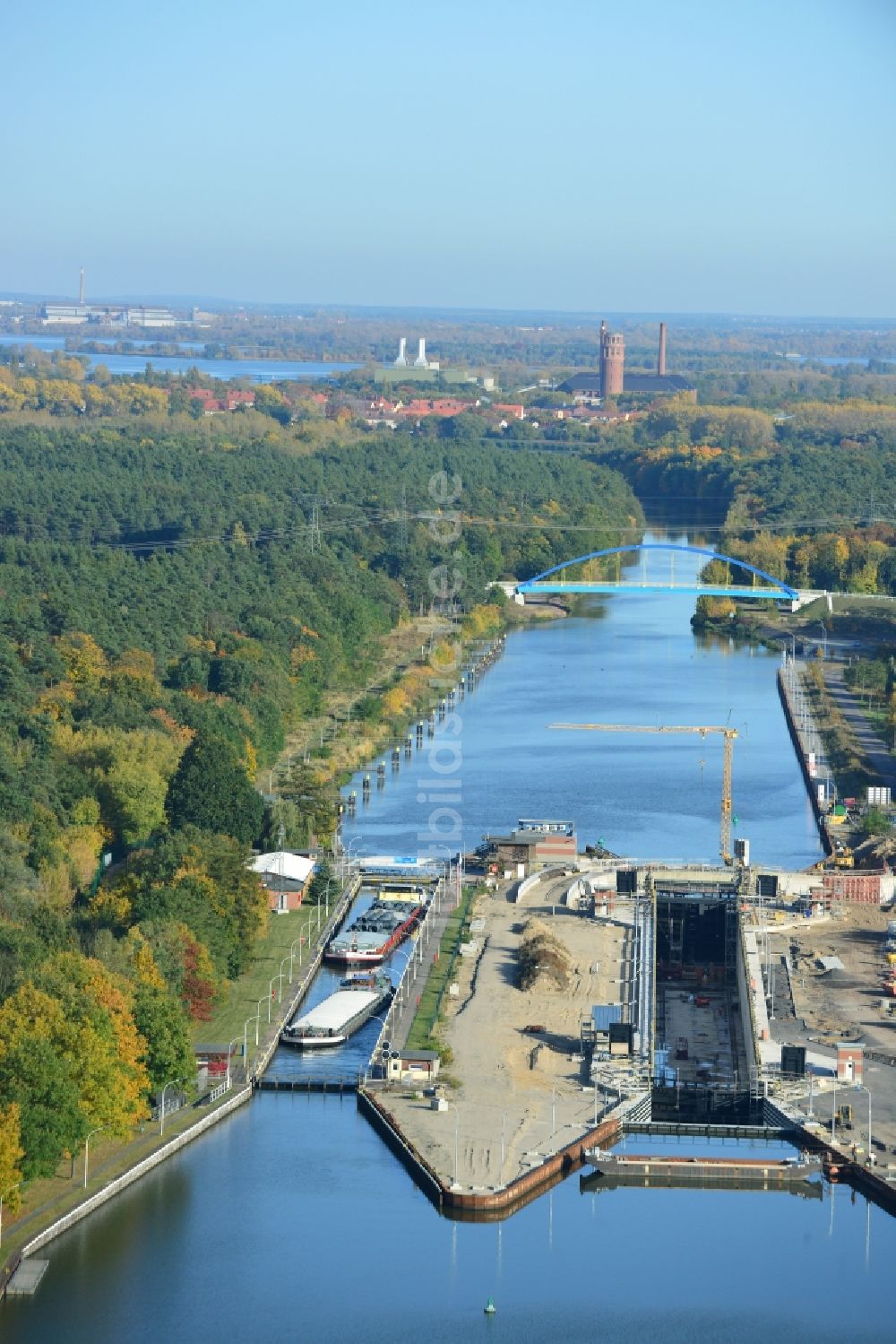 Luftbild Wusterwitz - Erweiterungsbaustelle Neubau Schleuse Wusterwitz am Elbe-Havel-Kanal im Bundesland Brandenburg