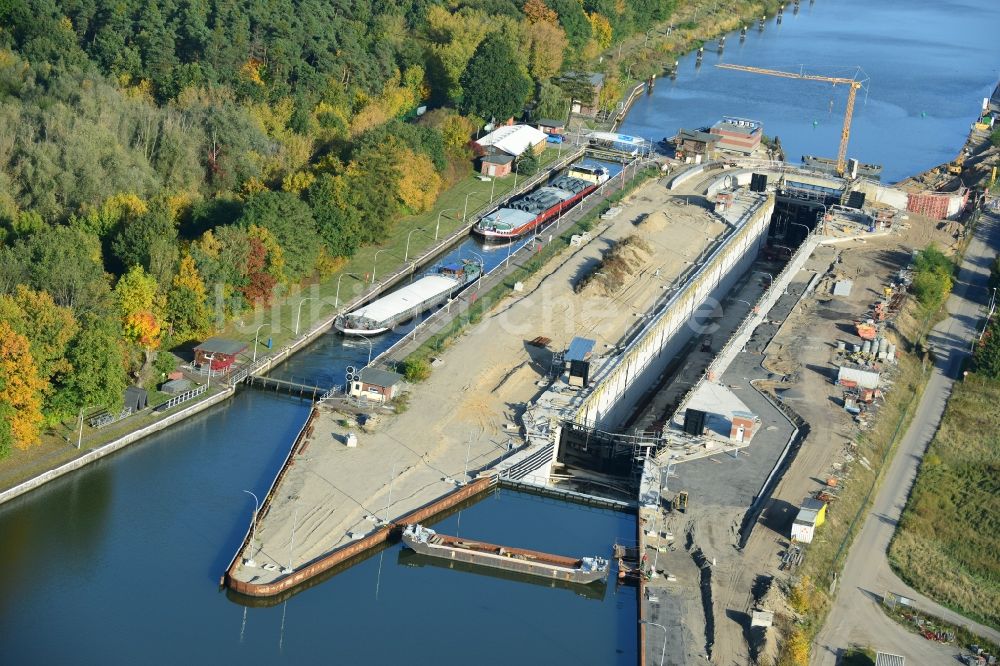 Luftbild Wusterwitz - Erweiterungsbaustelle Neubau Schleuse Wusterwitz am Elbe-Havel-Kanal im Bundesland Brandenburg