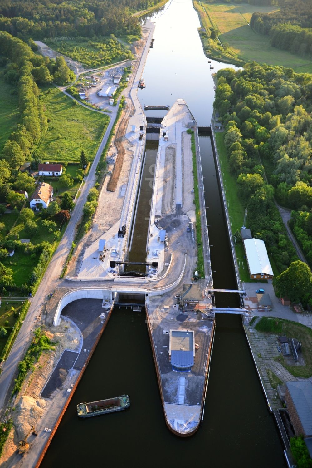 Wusterwitz aus der Vogelperspektive: Erweiterungsbaustelle Neubau Schleuse Wusterwitz am Elbe-Havel-Kanal im Bundesland Brandenburg