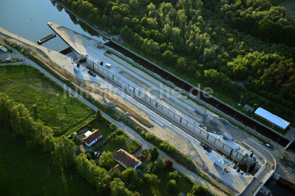 Wusterwitz von oben - Erweiterungsbaustelle Neubau Schleuse Wusterwitz am Elbe-Havel-Kanal im Bundesland Brandenburg