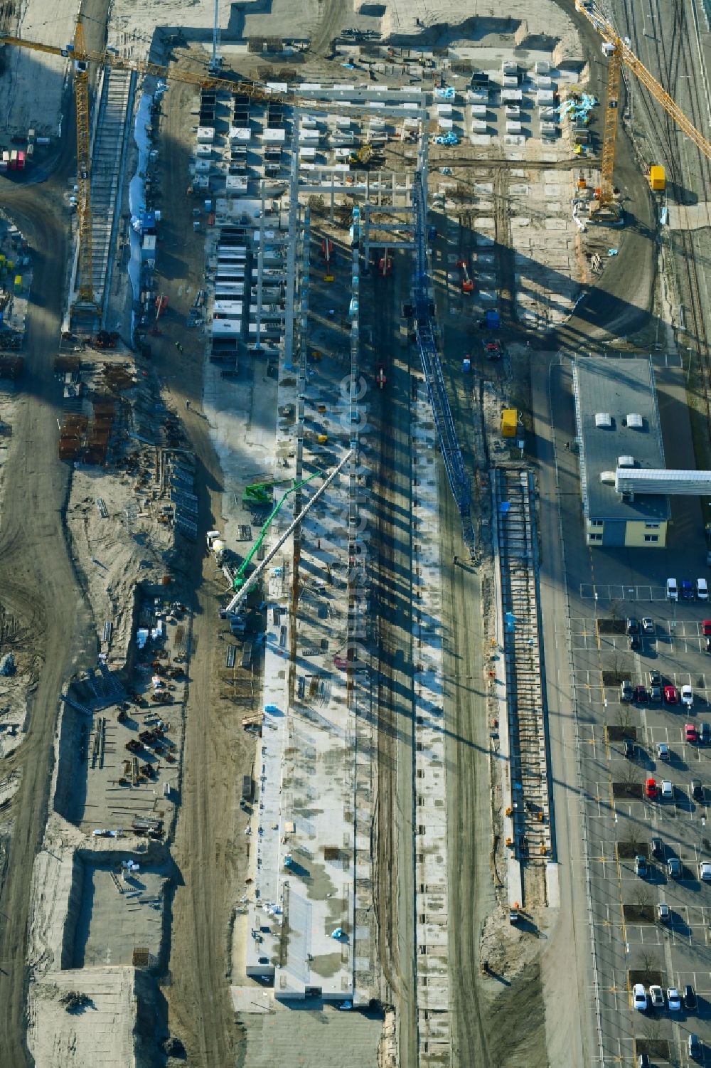 Luftbild Spremberg - Erweiterungsbaustelle am Werksgelände der Hamburger Containerboard GmbH im Ortsteil Trattendorf in Spremberg im Bundesland Brandenburg, Deutschland