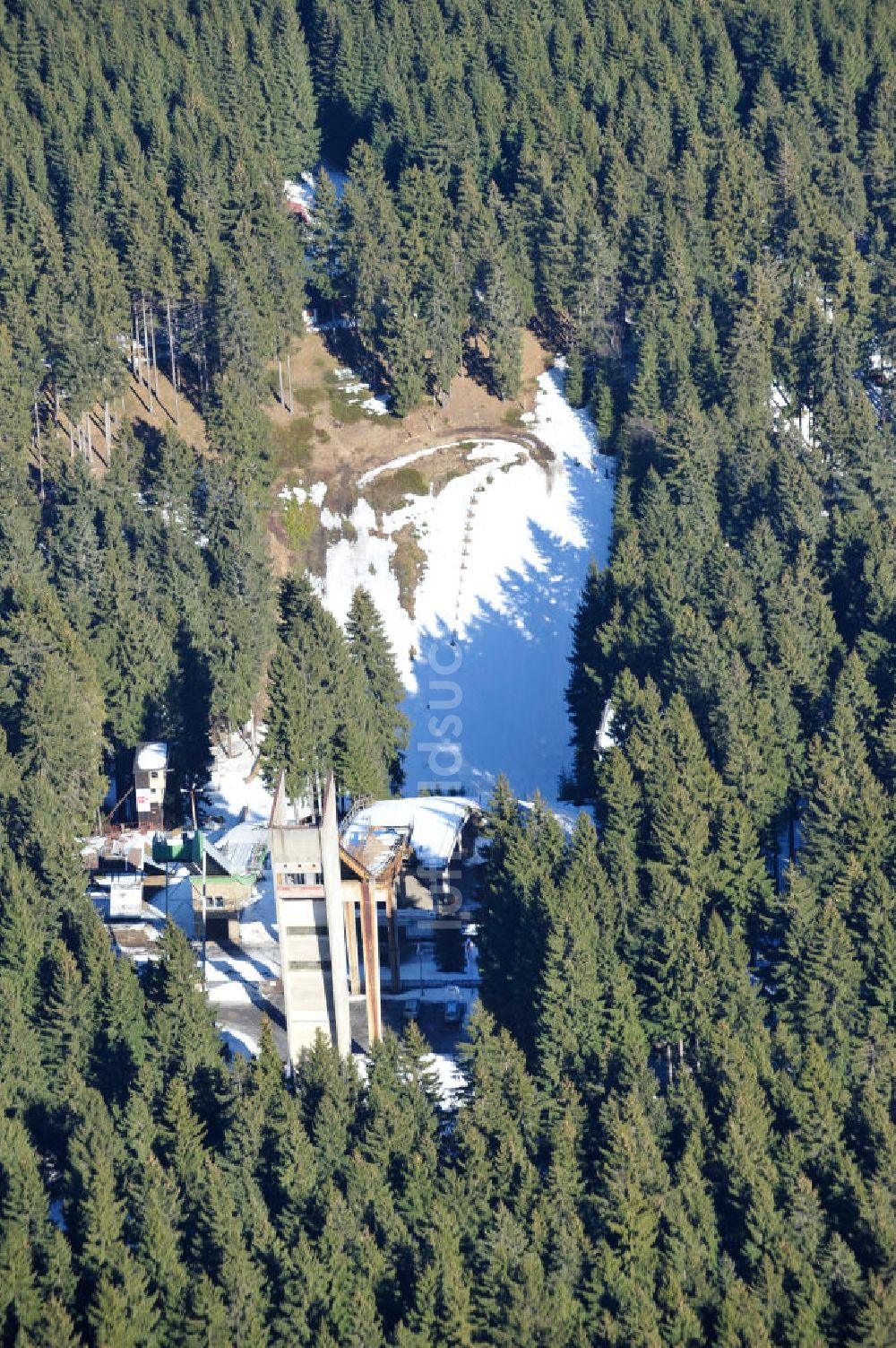 Luftaufnahme Johanngeorgenstadt - Erzgebirgsschanze in Johanngeorgenstadt im Erzgebirge