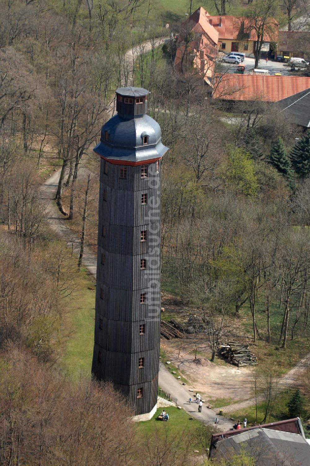 Luftbild Sondershausen - Europas höchster Fachwerkturm auf dem Berg Possen in Sondershausen