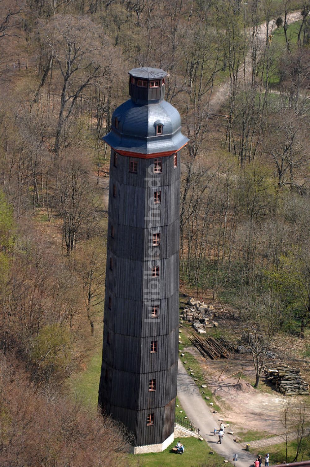 Luftaufnahme Sondershausen - Europas höchster Fachwerkturm auf dem Berg Possen in Sondershausen