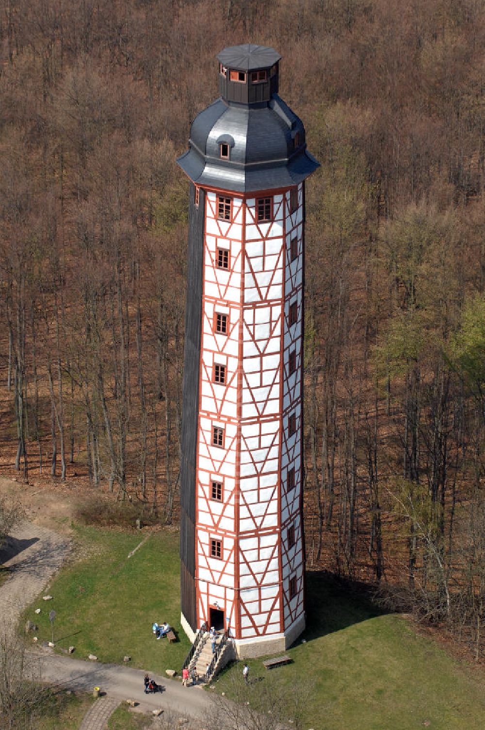 Luftbild Sondershausen - Europas höchster Fachwerkturm auf dem Berg Possen in Sondershausen