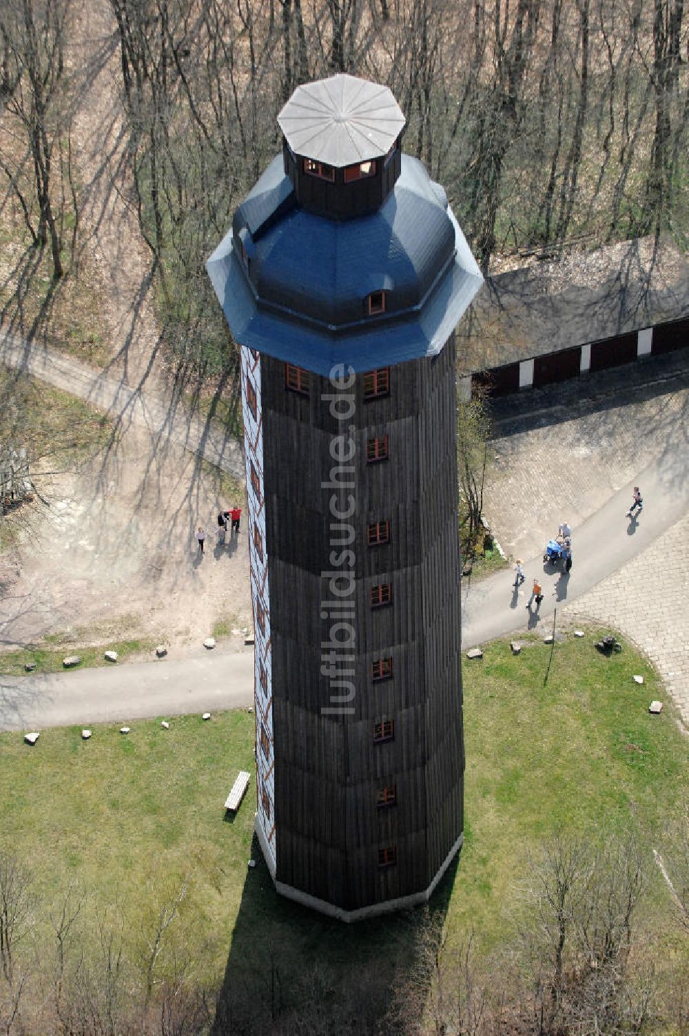 Luftaufnahme Sondershausen - Europas höchster Fachwerkturm auf dem Berg Possen in Sondershausen