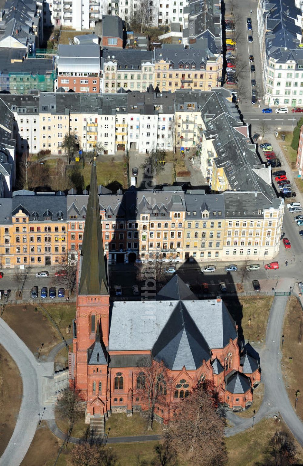 Chemnitz aus der Vogelperspektive: Evangelisch-Lutherische St. Markuskirche in Chemnitz