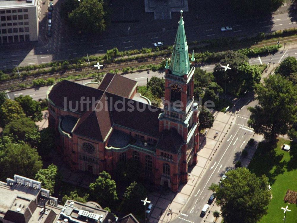 Düsseldorf (NRW) von oben - Evangelische Johanneskirche - Düsseldorf (NRW)