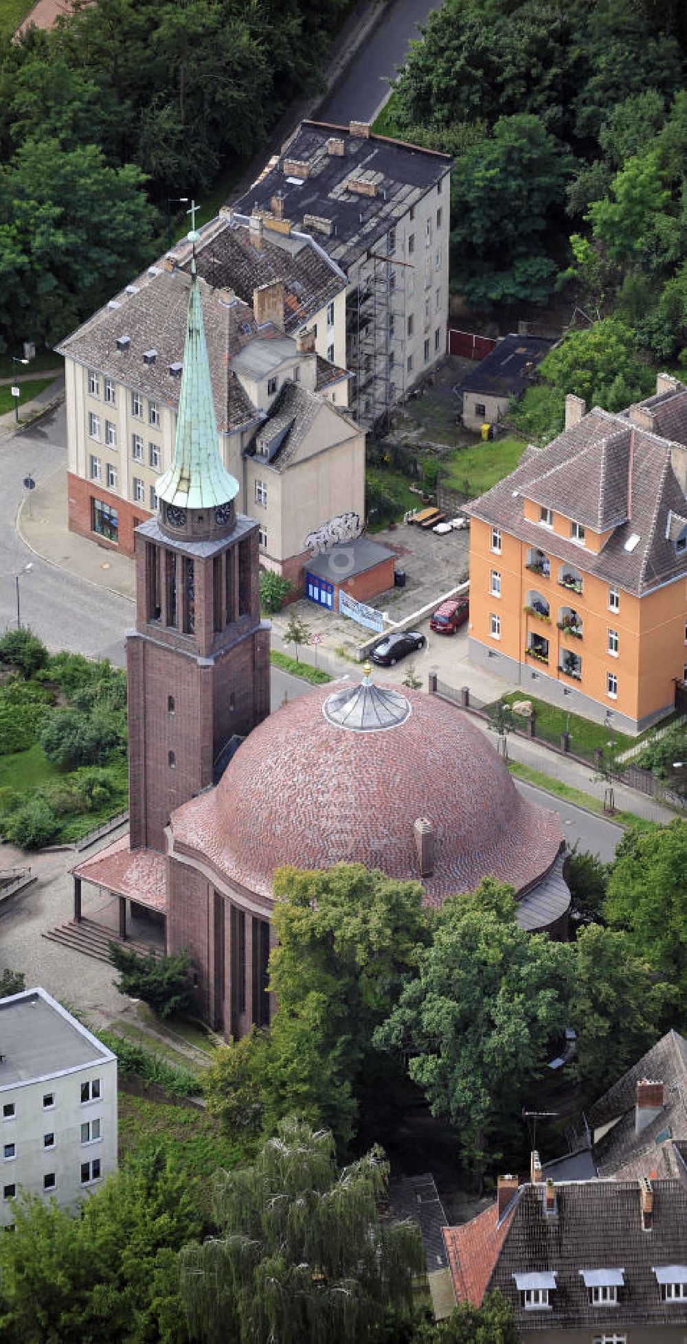 Frankfurt / Oder aus der Vogelperspektive: Evangelische Kirche St. Georg Frankfurt / Oder