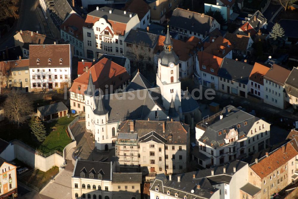 Meerane aus der Vogelperspektive: Evangelische Kirche St. Martin in Meerane