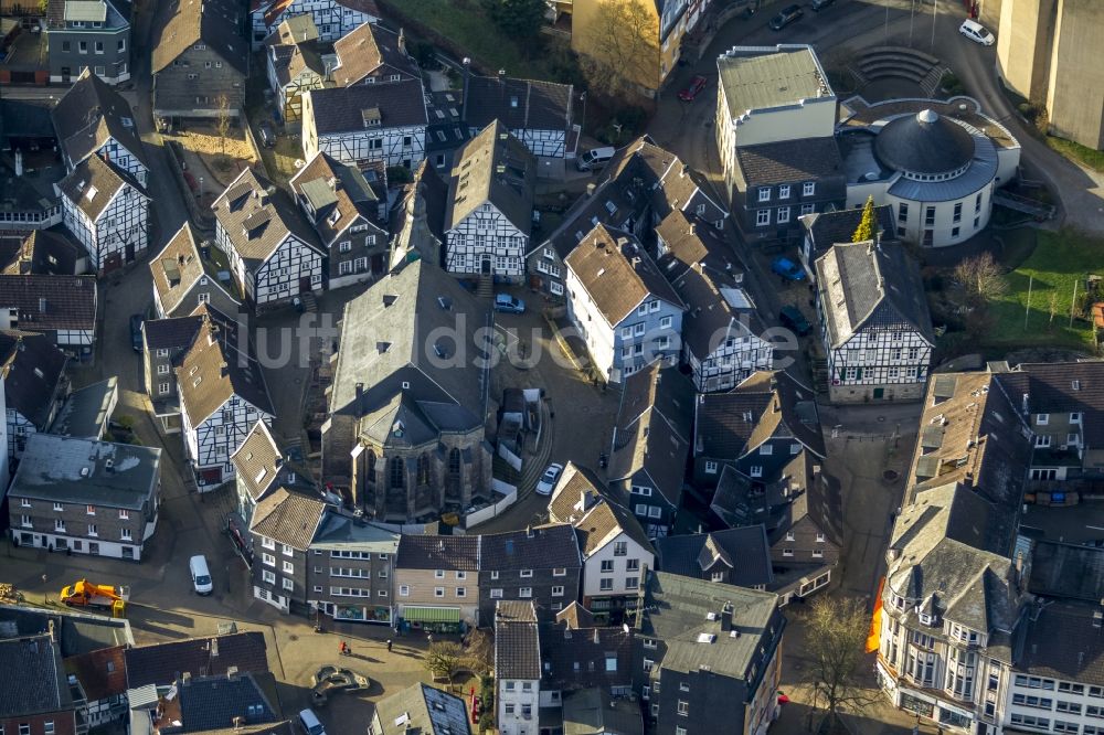 Luftaufnahme Velbert - Evangelische Kirche im Stadtteil Neviges in Velbert im Ruhrgebiet im Bundesland Nordrhein-Westfalen NRW