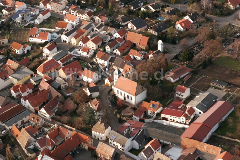 Albig von oben - Evangelische Liebfrauenkirche Albig