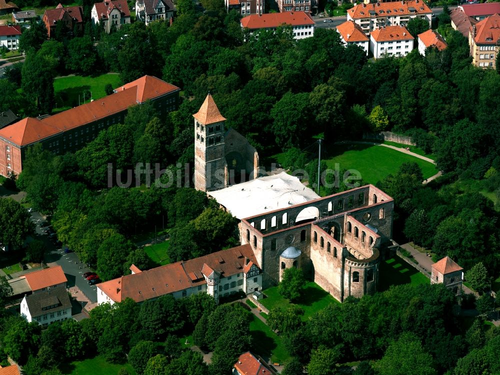 Bad Hersfeld aus der Vogelperspektive: Evangelische Stadtkirche von Bad Hersfeld im Bundesland Hessen.