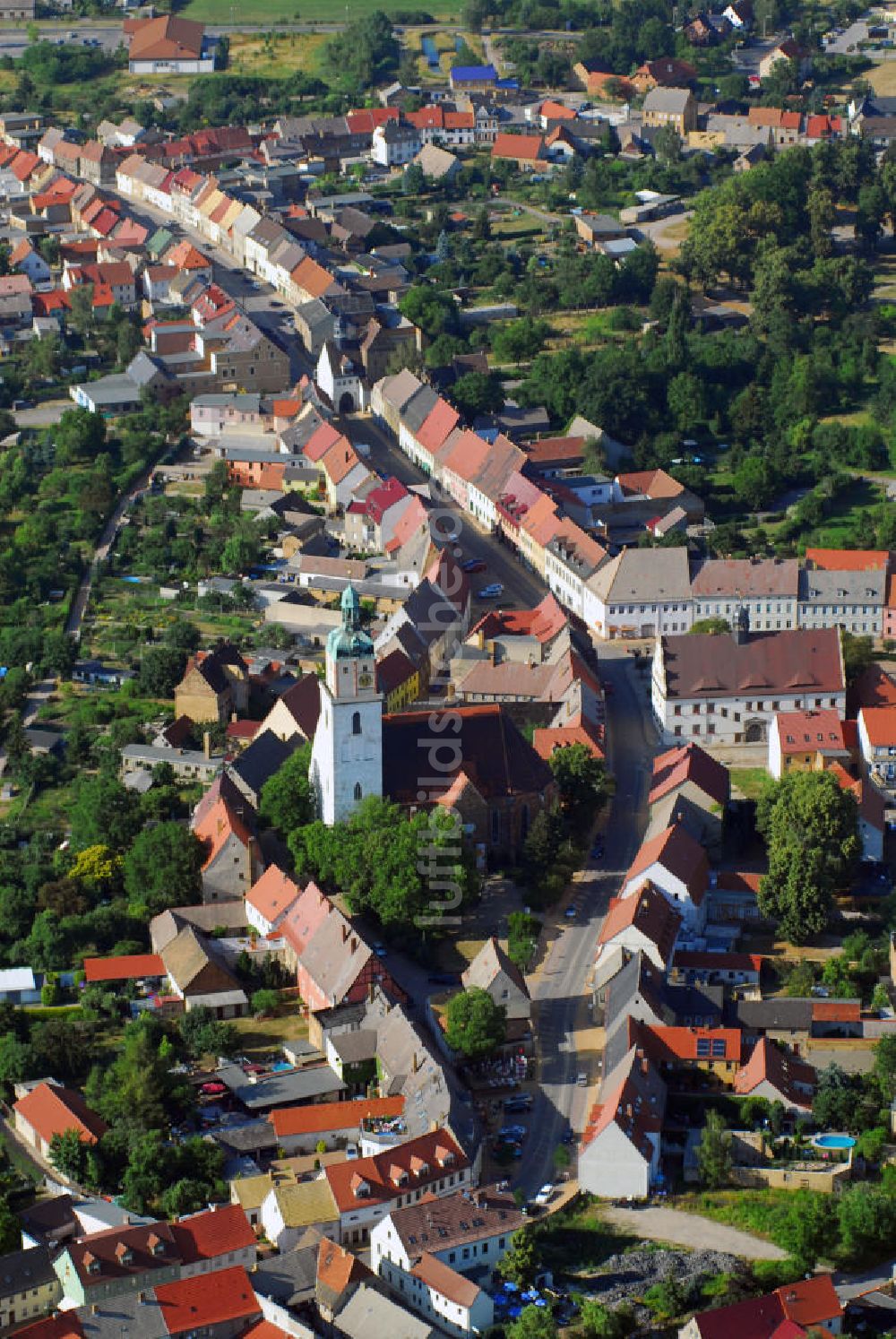 Bad Schmiedeberg aus der Vogelperspektive: Evangelische Stadtkirche in Bad Schmiedeberg