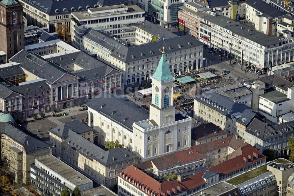 Luftaufnahme Karlsruhe - Evangelische Stadtkirche Karlsruhe