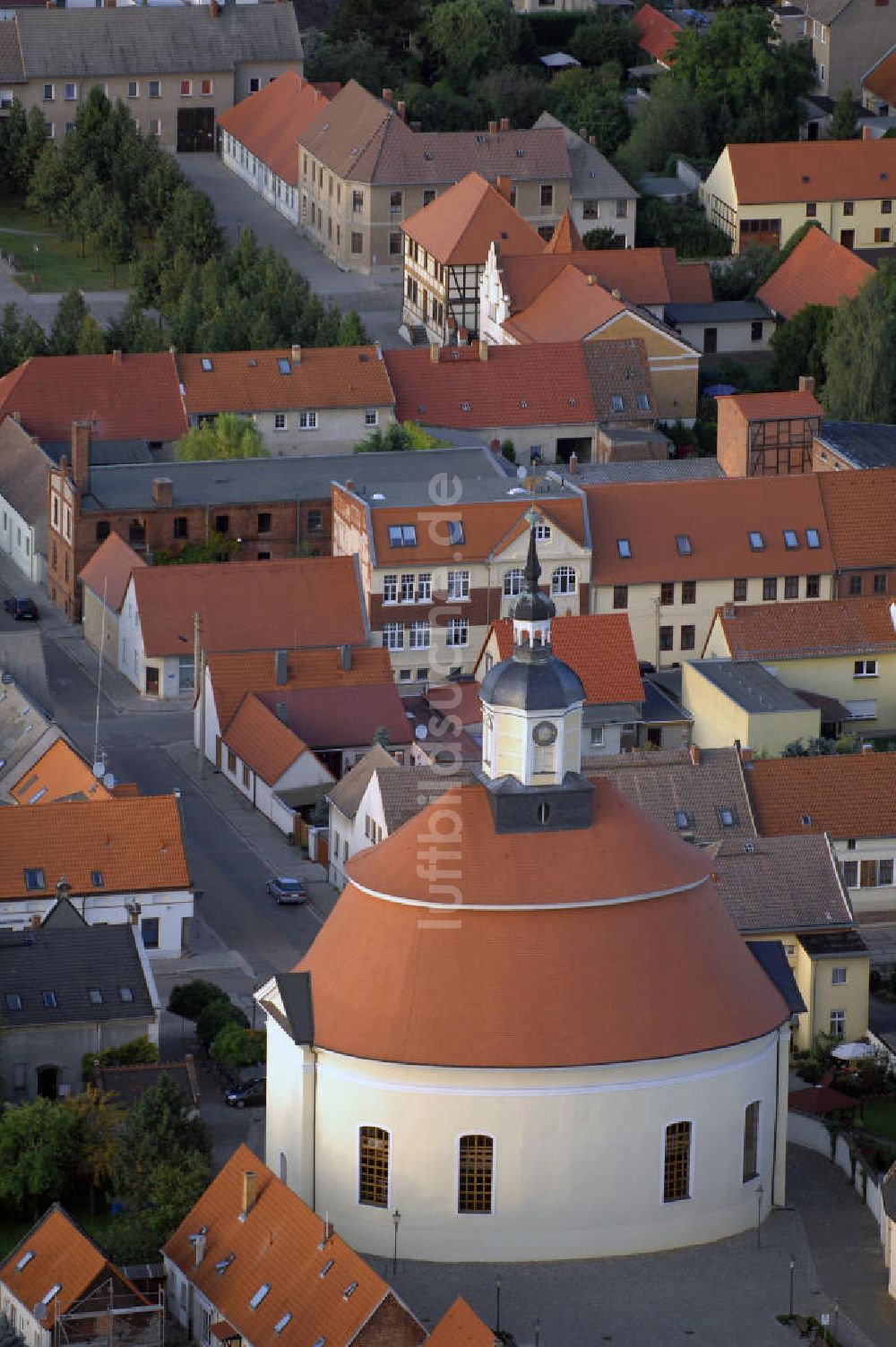 Oranienbaum von oben - Evangelische Stadtkirche Oranienbaum in Sachsen - Anhalt