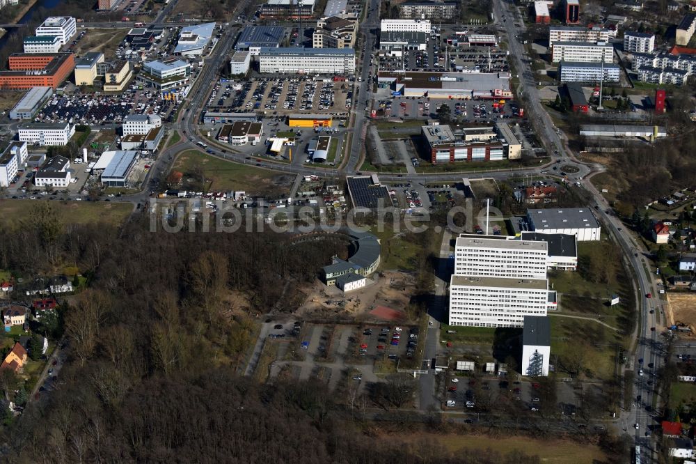 Kleinmachnow von oben - Evangelischer Bildungscampus - Evangelisches Gymnasium Kleinmachnow mit Grundschule und Kindergarten in Kleinmachnow in Brandenburg