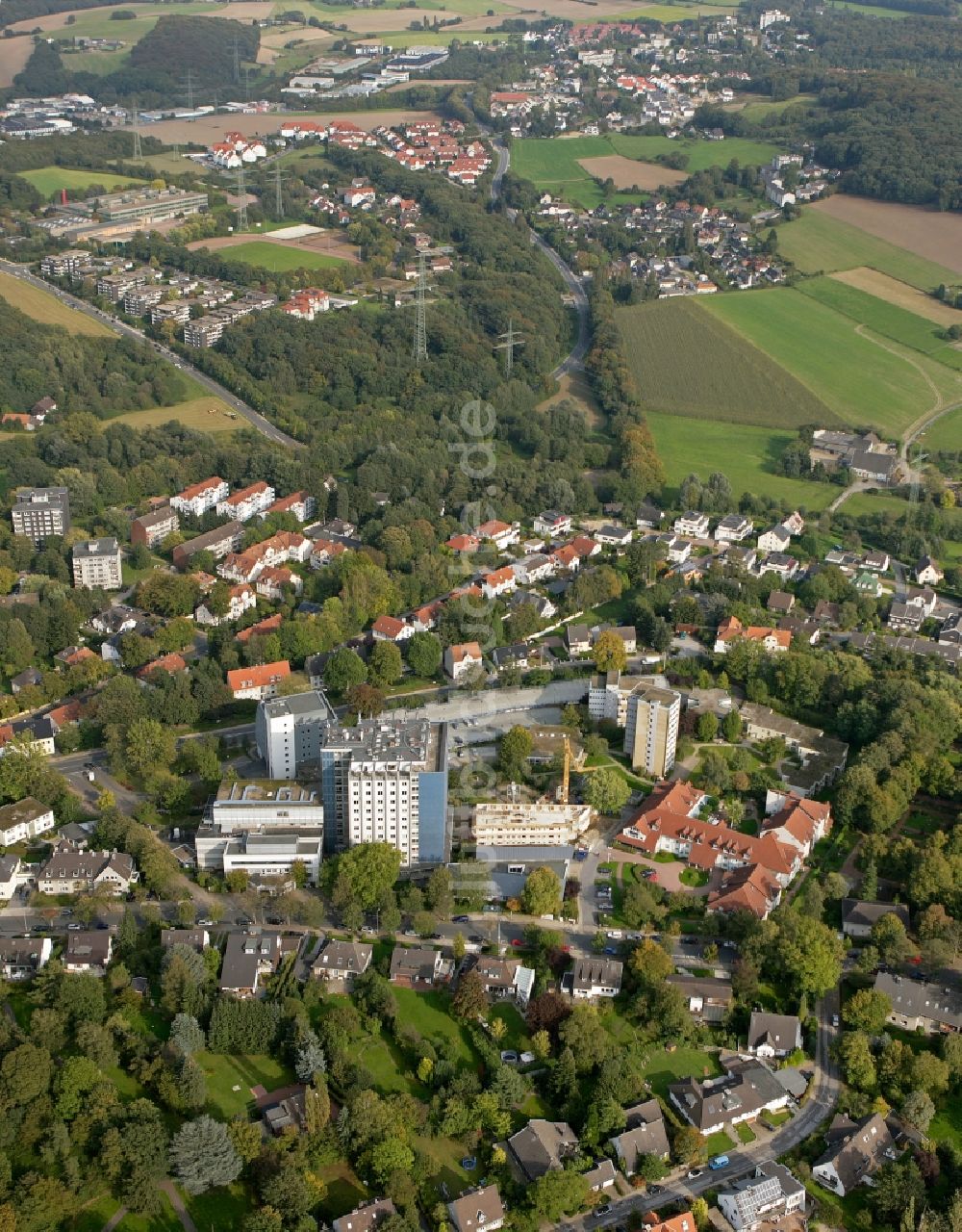 Hattingen aus der Vogelperspektive: Evangelisches Krankenhaus Hattingen im Bundesland Nordrhein-Westfalen