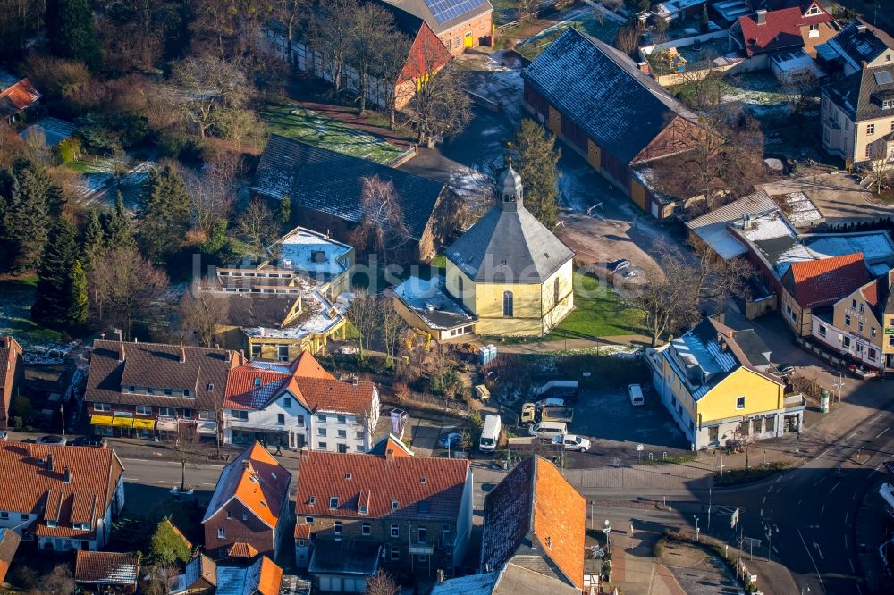 Luftaufnahme Hamm - Evangelisches sechseckiges Kirchengebäude in Hamm im Bundesland Nordrhein-Westfalen