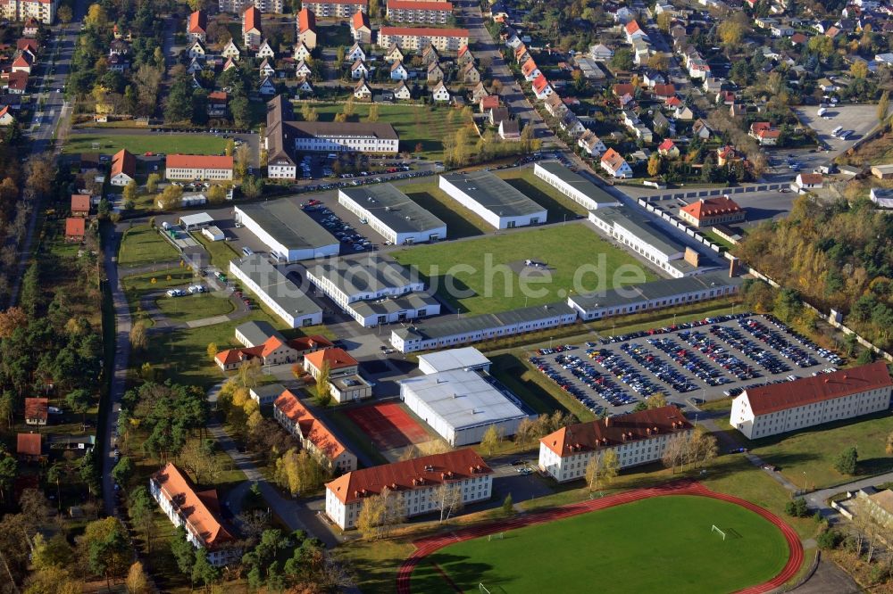 Oranienburg aus der Vogelperspektive: Fachhochschule der Polizei des Landes Brandenburg ( FHPol ) und ehemaliges SS- Verwaltungsgebäude zur Inspektion der Konzentrationslager in Oranienburg