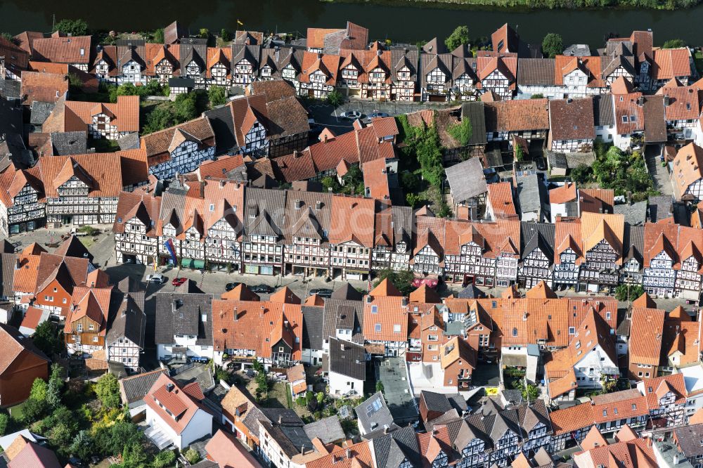 Bad Sooden-Allendorf von oben - Fachwerkhaus- und Mehrfamilienhaus- Wohngebiet in Bad Sooden-Allendorf im Bundesland Hessen, Deutschland