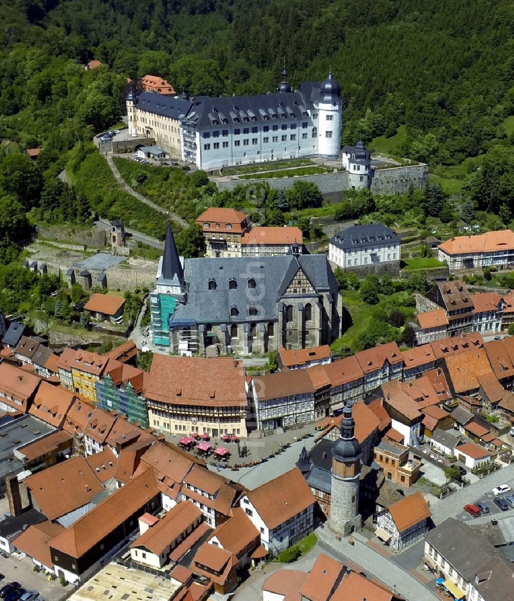 Südharz OT Stolberg aus der Vogelperspektive: Fachwerkstraße im Ortsteil Stolberg in der Gemeinde Südharz im Bundesland Sachsen-Anhalt