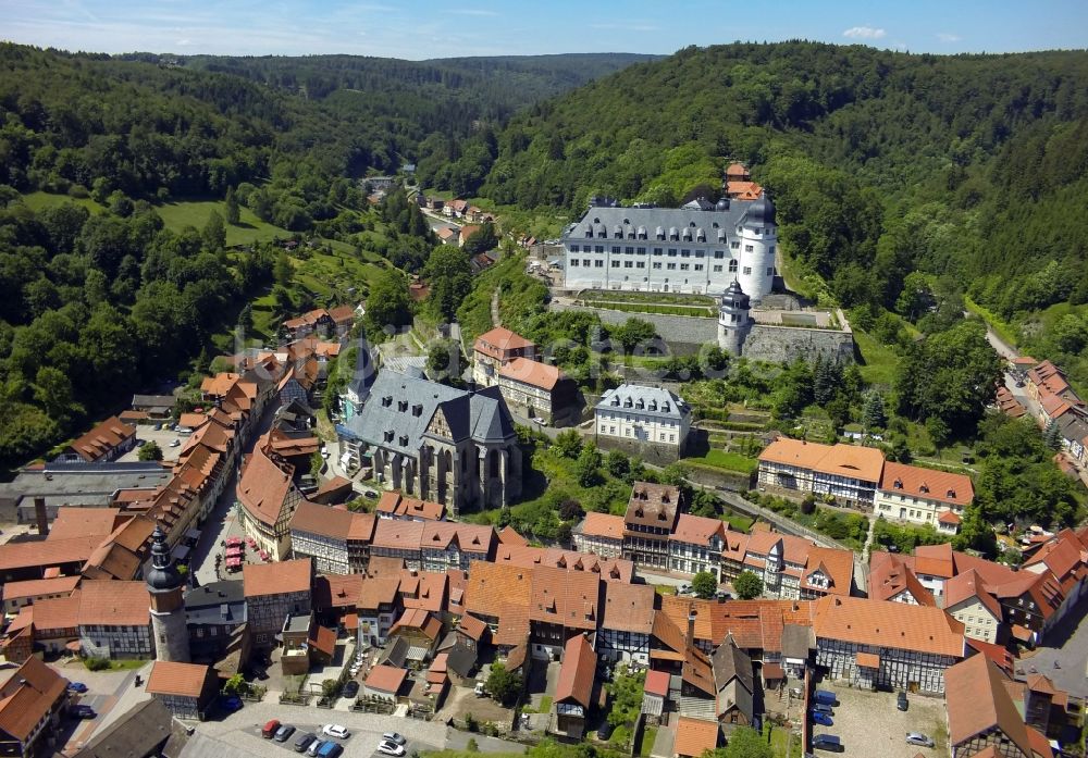 Luftaufnahme Südharz OT Stolberg - Fachwerkstraße im Ortsteil Stolberg in der Gemeinde Südharz im Bundesland Sachsen-Anhalt