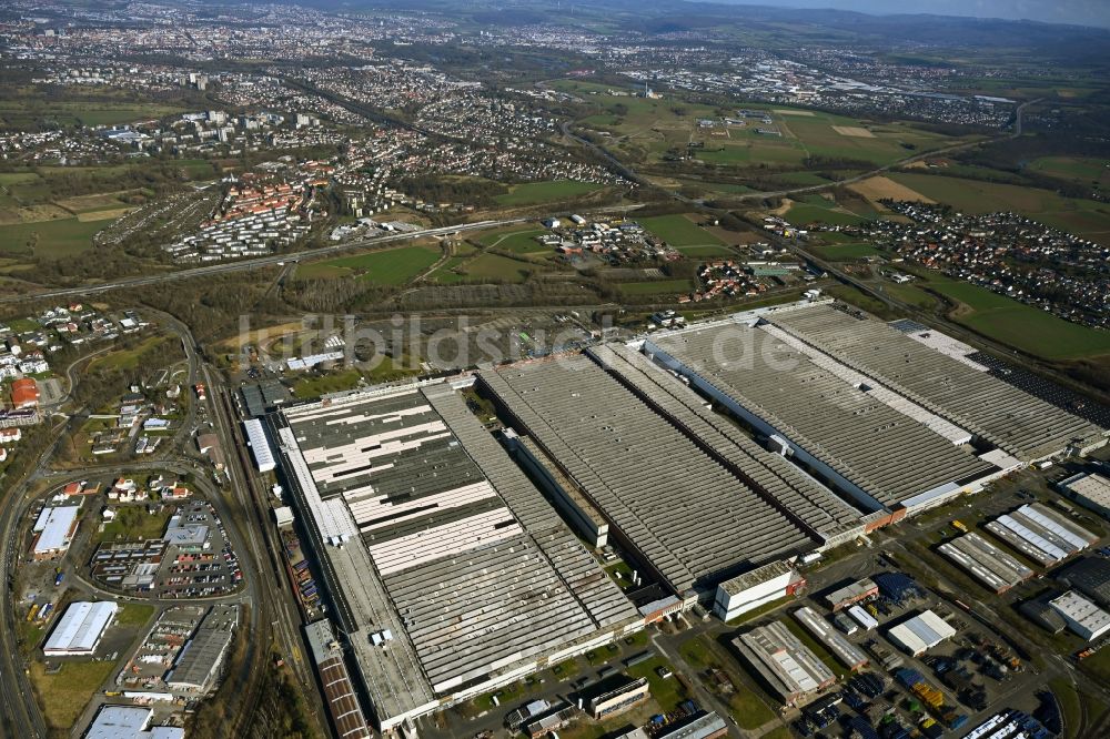 Baunatal aus der Vogelperspektive: Fahrzeugbau- Werksgelände der VW Aktiengesellschaft AG in Baunatal im Bundesland Hessen, Deutschland