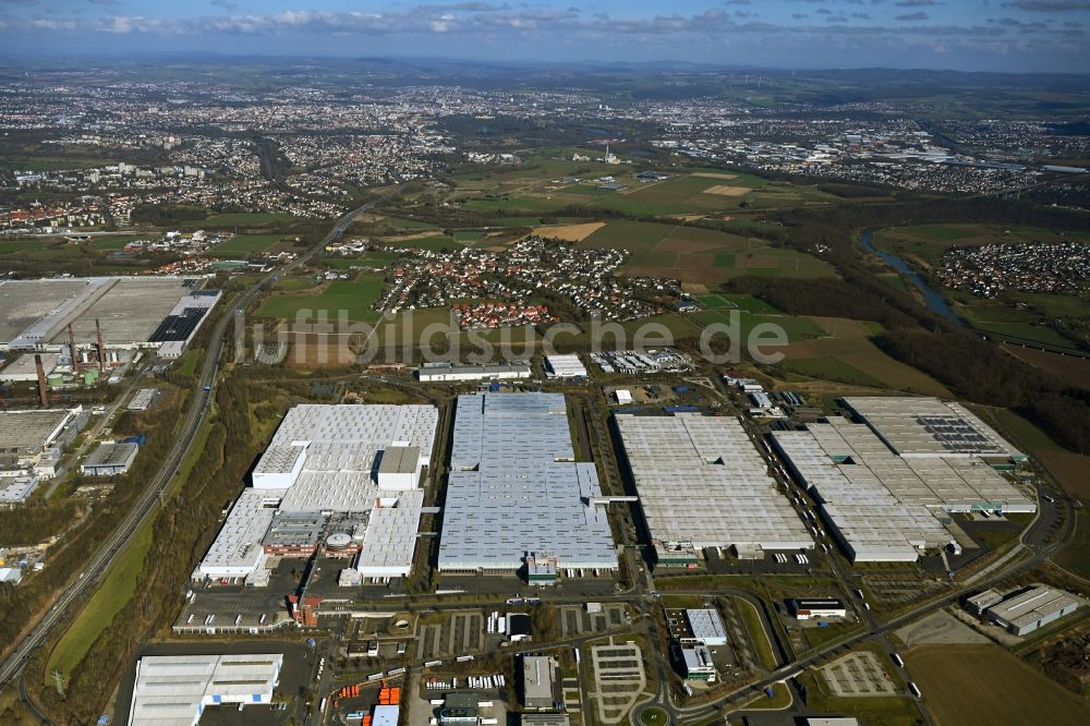 Baunatal von oben - Fahrzeugbau- Werksgelände der VW Aktiengesellschaft AG in Baunatal im Bundesland Hessen, Deutschland