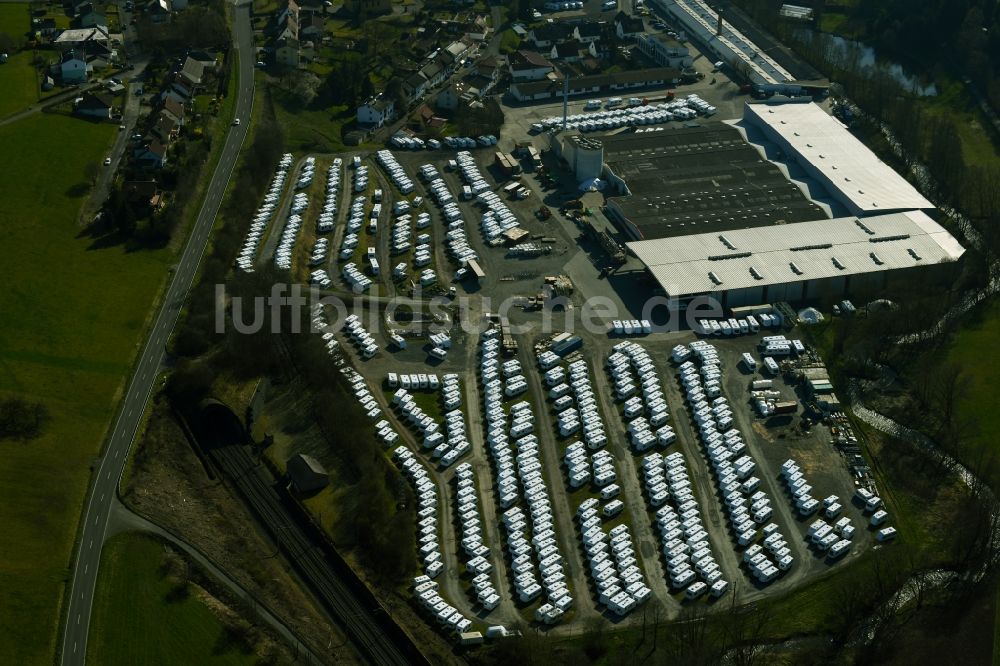 Luftaufnahme Sinntal - Fahrzeugbau- Werksgelände der Knaus Tabbert GmbH in Sinntal im Bundesland Hessen, Deutschland