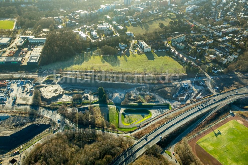 Bochum aus der Vogelperspektive: Fahrzeuge im Straßenverkehr zwischen der A44 und dem Nordhausenring in Bochum im Bundesland Nordrhein-Westfalen