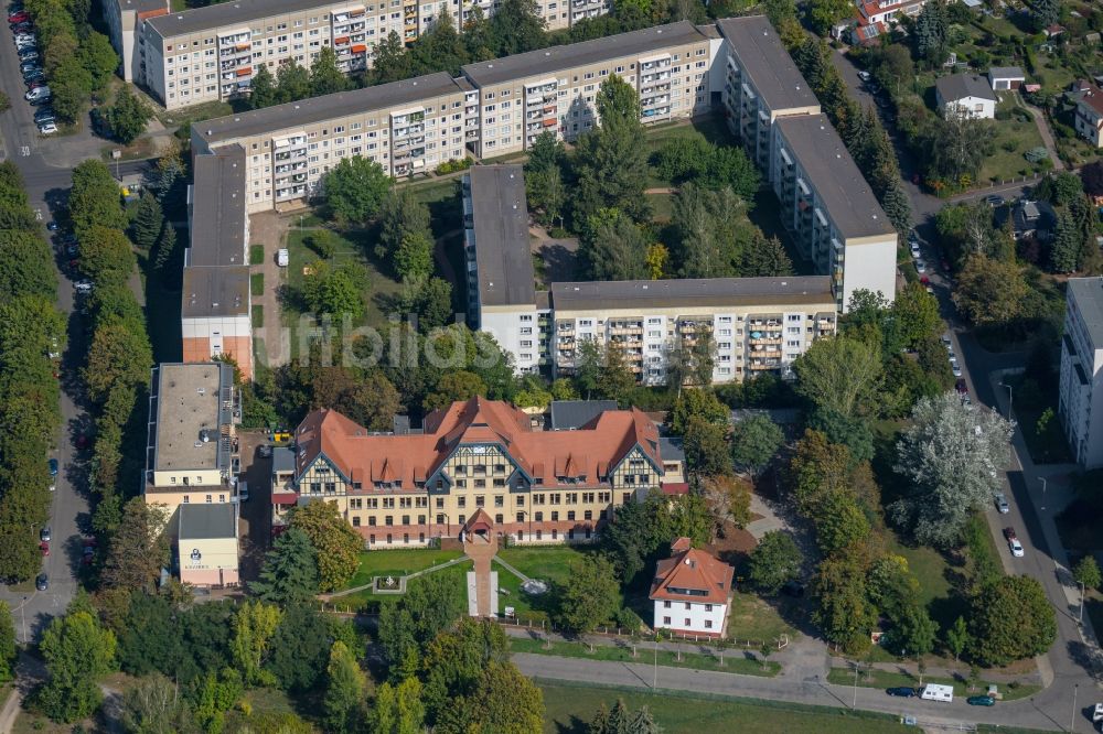 Luftaufnahme Leipzig - Fassade des Baudenkmales Z9 mit Eigentumswohnungen an der Zschopauer Straße in Leipzig im Bundesland Sachsen, Deutschland