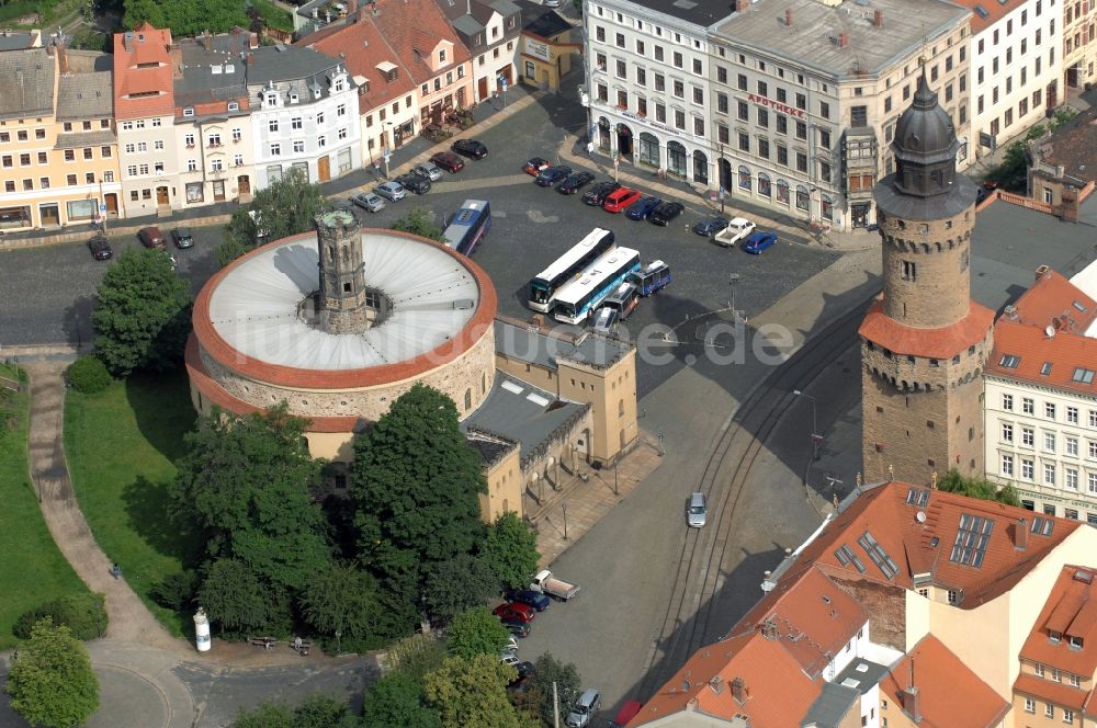 Luftbild Görlitz - Fassade des Baudenkmales Kaisertrutz (auch Reichenbacher Rondell) in Görlitz im Bundesland Sachsen