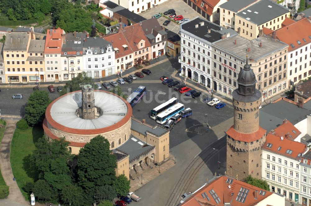 Görlitz von oben - Fassade des Baudenkmales Kaisertrutz (auch Reichenbacher Rondell) in Görlitz im Bundesland Sachsen