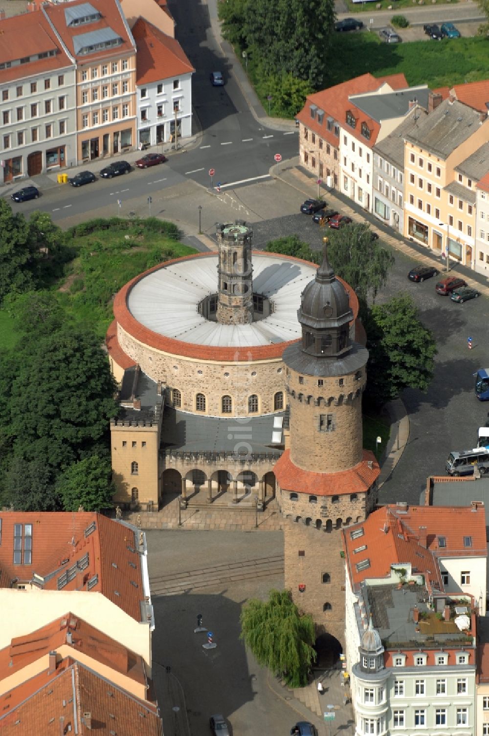 Luftaufnahme Görlitz - Fassade des Baudenkmales Kaisertrutz (auch Reichenbacher Rondell) in Görlitz im Bundesland Sachsen