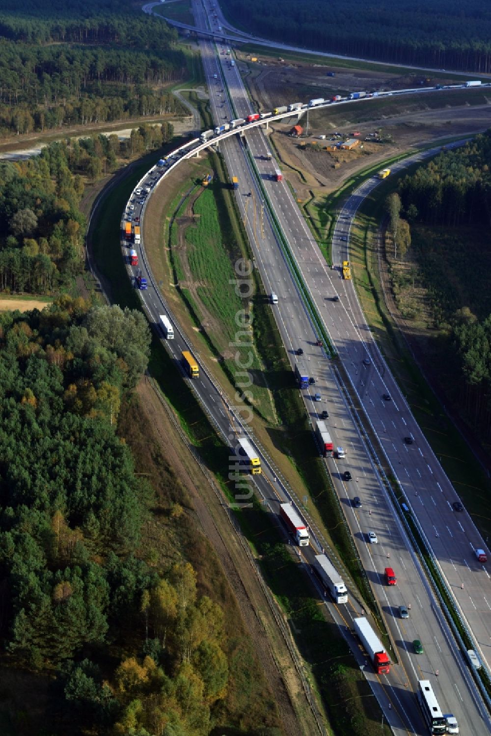 Groß Ziethen von oben - Fast fertige Baustelle zum Um- und Ausbau des Autobahndreieck AD Havelland im Bundesland Brandenburg