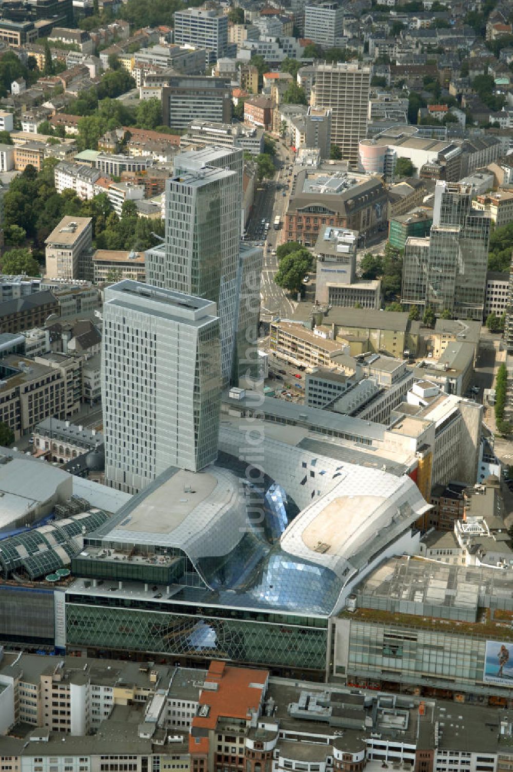 Frankfurt am Main aus der Vogelperspektive: Fast fertiges Groß-Bauprojekt PalaisQuartier Frankfurt am Main