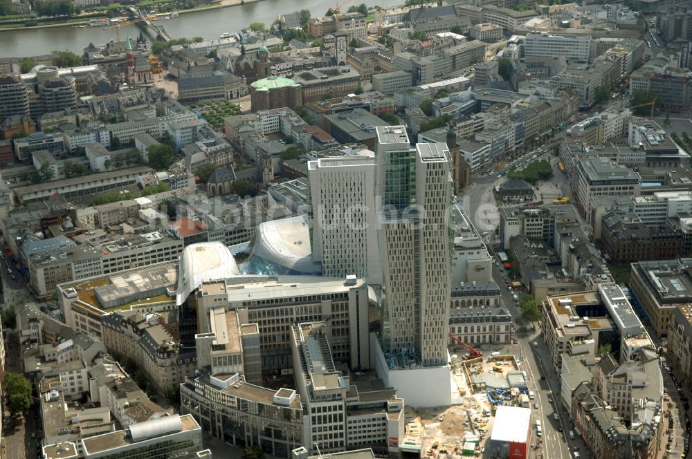 Frankfurt am Main aus der Vogelperspektive: Fast fertiges Groß-Bauprojekt PalaisQuartier Frankfurt am Main