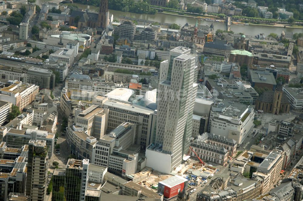 Frankfurt am Main aus der Vogelperspektive: Fast fertiges Groß-Bauprojekt PalaisQuartier Frankfurt am Main