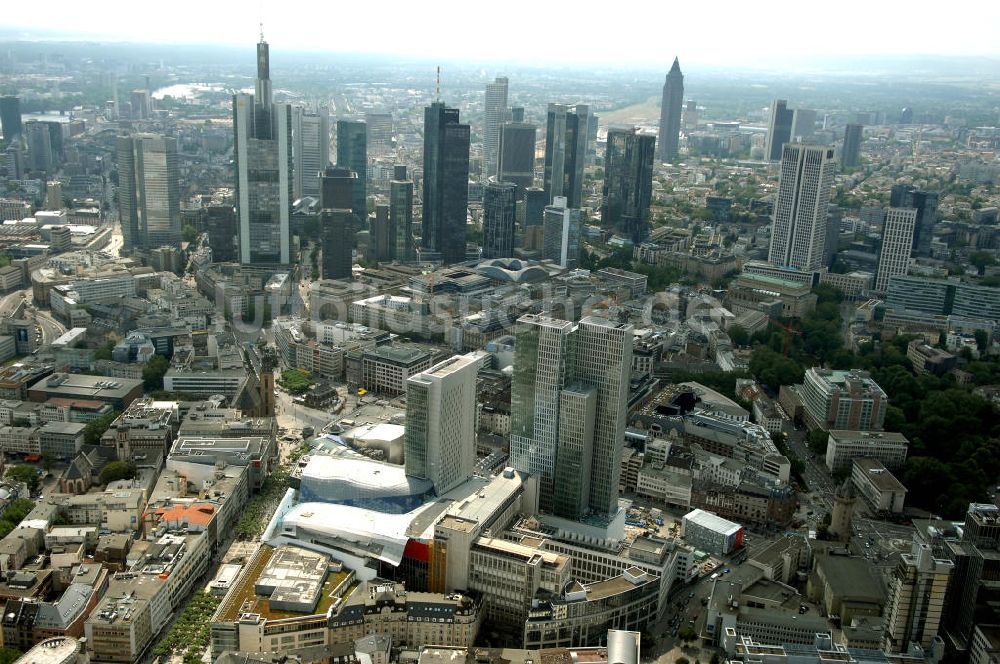 Frankfurt am Main aus der Vogelperspektive: Fast fertiges Groß-Bauprojekt PalaisQuartier Frankfurt am Main