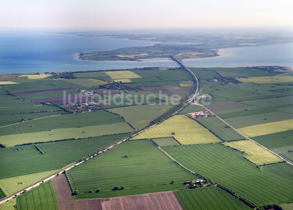 Großenbrode aus der Vogelperspektive: Fehmarnsundbrücke zwischen Fehmarn und dem Festland bei Großenbrode in Schleswig-Holstein